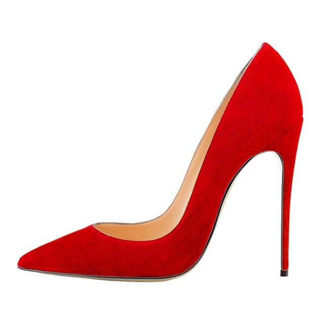 Women Pumps Genuine Suede Leather Thin Heel 10 Cm High Heels