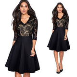Women Elegant Vintage Lace See Through Sleeve Casual Party